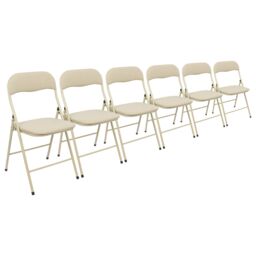 Harbour Housewares Fabric Padded Metal Folding Chair - Pack of 6 in Beige