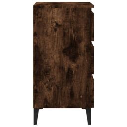 Berkfield Home Bed Cabinet with Metal Legs Smoked Oak 40x35x69 cm in Brown - Size: 40 x 35 x 69 cm - thumbnail 6