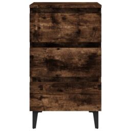 Berkfield Home Bed Cabinet with Metal Legs Smoked Oak 40x35x69 cm in Brown - Size: 40 x 35 x 69 cm - thumbnail 5