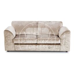 Furnishings For Less UK Crystal Crushed Velvet 3 Seater Sofa Full Back Curved Arm in Beige - thumbnail 1