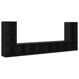 Berkfield Home TV Cabinet with Shelf with Storage 4 pcs Black oak Engineered wood - thumbnail 3