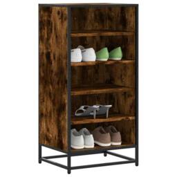 Berkfield Home Shoe Rack Smoked Oak 48x38x97.5 cm Engineered Wood in Brown - thumbnail 2