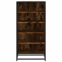 Berkfield Home Shoe Rack Smoked Oak 48x38x97.5 cm Engineered Wood in Brown - thumbnail 4