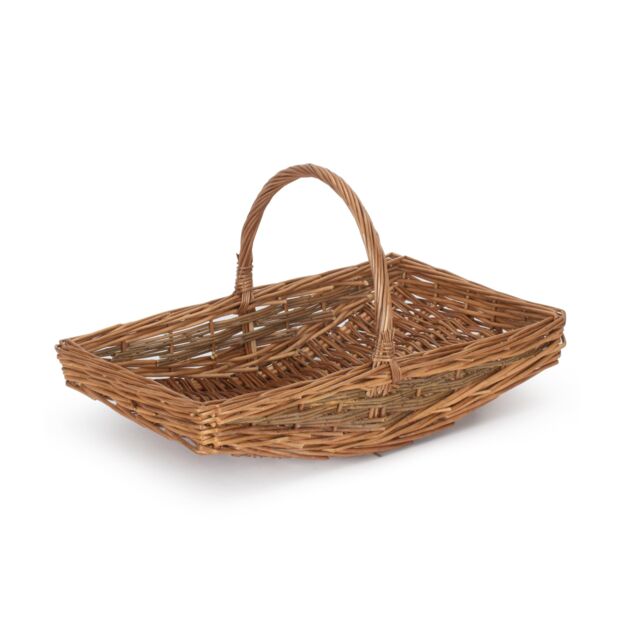 Red Hamper Wicker Unpeeled Willow Garden Trug Basket in Brown - Size: Small - image 1