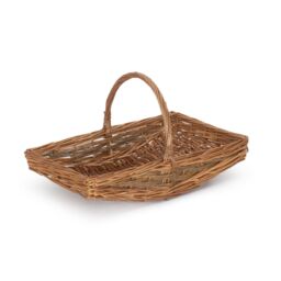 Red Hamper Wicker Unpeeled Willow Garden Trug Basket in Brown - Size: Small - thumbnail 1