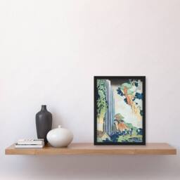Artery8 Katsushika Hokusai Framed Wall Art Ono Waterfall on Kisokaido Road in Green - Size: A4 - thumbnail 2