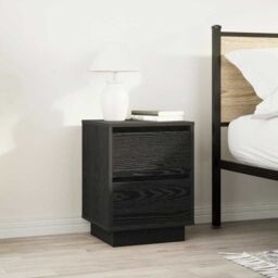 Berkfield Home Bedside Cabinet with LED Lights¬†Black 38x34x50 cm in Black - Size: 38 x 34 x 50 cm - thumbnail 4
