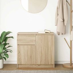 Berkfield Home Sideboard with Drawer Sonoma Oak 71x35x65 cm Engineered Wood in Brown - Size: 71 x 35 x 65 cm - thumbnail 3