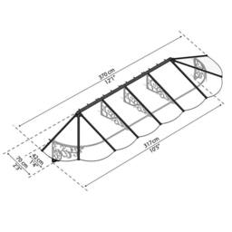 Palram Patio Cover Lily Extendable Canopy Door Awning Kit 3600 Clear L370.2cm in Black - thumbnail 3