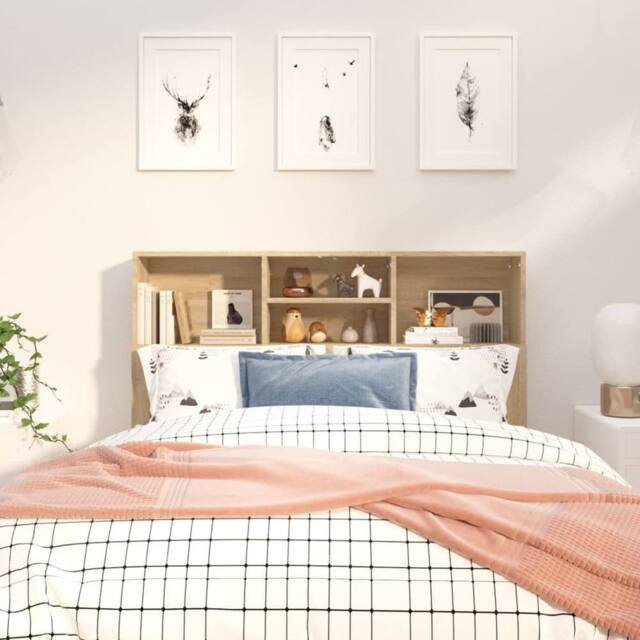 Berkfield Home Headboard Cabinet Sonoma Oak 120x19x103.5 cm in Light Oak - image 1