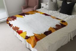 Benjamin Tate Design Orange & Purple Autumn Blanket in Natural - Size: 120 cm x 150 cm - thumbnail 3