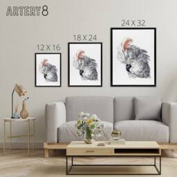 "Artery8 Cockatoo Parrot Head Watercolour Schouman Framed Canvas Wall Art Print in White - Size: W12"" x H16""" - thumbnail 4