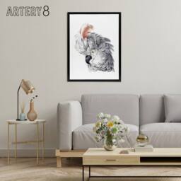 "Artery8 Cockatoo Parrot Head Watercolour Schouman Framed Canvas Wall Art Print in White - Size: W12"" x H16""" - thumbnail 3