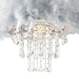 Happy Homewares Feather Pendant Light Shade with Transparent Acrylic Droplets in Grey - thumbnail 4