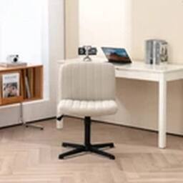 Kelvenix Office Chair Armless Desk Chair Swivel Work Task Chair in Cream - thumbnail 3