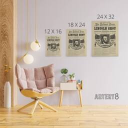 "Artery8 Abraham Lincoln Shot Newspaper Front Page Canvas Wall Art Print in Beige - Size: W24"" x H32""" - thumbnail 4