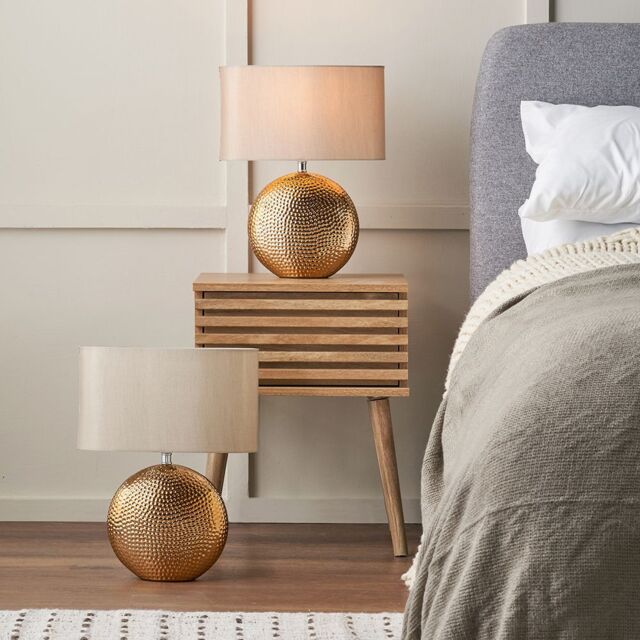 Ruma Set of 2 Mabel Bronze Dot Textured Ceramic Table Lamp - image 1
