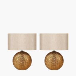 Ruma Set of 2 Mabel Bronze Dot Textured Ceramic Table Lamp - thumbnail 3