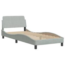 Berkfield Home Bed with Mattress Light Grey Single Velvet - thumbnail 4