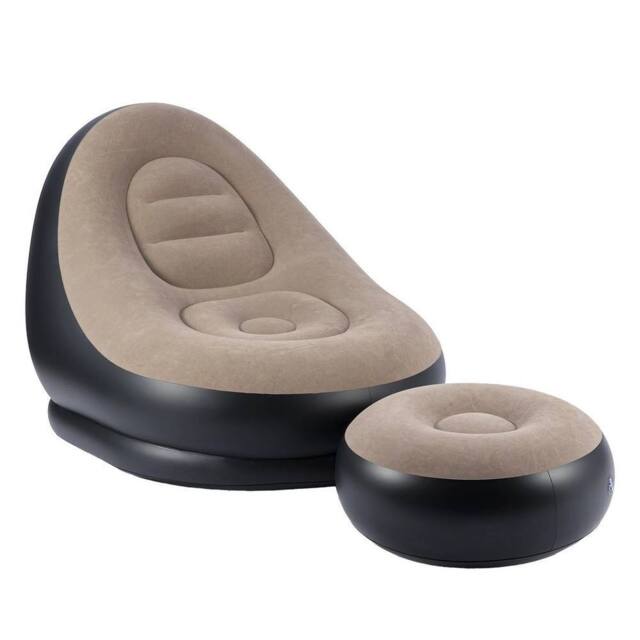 KORVIXA Black 2-Piece Inflatable Deluxe Lounger 118x80x94cm - Size: 100 cm x 100 cm - image 1