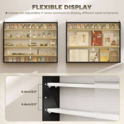 HOMCOM 5-Tier Wall Display Shelf Cabinet with Glass Doors, Black & White - thumbnail 4