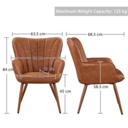 KORVIXA PU Leather Accent Chair Modern Armchair in Brown - Size: 100 cm x 100 cm - thumbnail 2