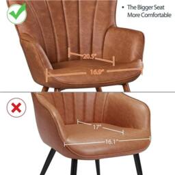 KORVIXA PU Leather Accent Chair Modern Armchair in Brown - Size: 100 cm x 100 cm - thumbnail 5