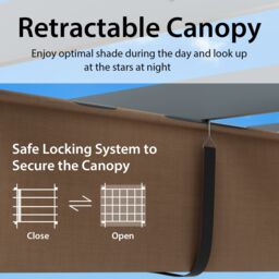 Costway 2.9X3.6 m Outdoor Retractable Pergola Aluminum Grill Pergola w/Canopy Cover Brown in Dark Brown - thumbnail 5