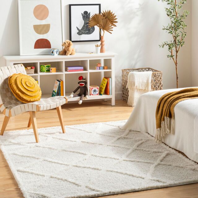 Livabliss Rodos-Modern Beige White Soft Plush Pile Living Bedroom Rug in Cream - Size: 160 cm x 215 cm - image 1