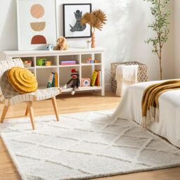 Livabliss Rodos-Modern Beige White Soft Plush Pile Living Bedroom Rug in Cream - Size: 160 cm x 215 cm - thumbnail 1
