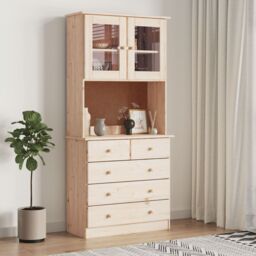 Berkfield Home Highboard ALTA 77x35x165 cm Solid Wood Pine in Brown - Size: 77 x 35 x 165 cm