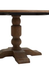 Orsina Oak Wood Round Dining Table, Vintage Dining Room Table with Carved Base, Artistic Dining Table for Kitchen in Natural - thumbnail 3