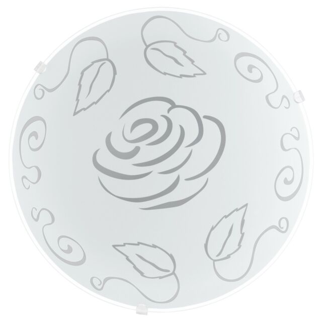 Loops Wall Flush Ceiling Light White Shade Rose Design Satin Glass Bulb E27 1x60W - image 1