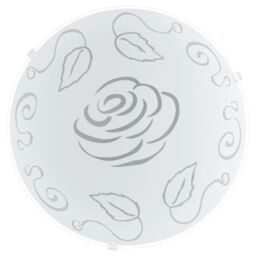 Loops Wall Flush Ceiling Light White Shade Rose Design Satin Glass Bulb E27 1x60W