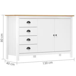 Berkfield Home Sideboard Hill White 130x40x80 cm Solid Pine Wood - Size: 130 x 40 x 80 cm - thumbnail 4