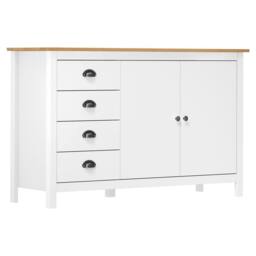 Berkfield Home Sideboard Hill White 130x40x80 cm Solid Pine Wood - Size: 130 x 40 x 80 cm - thumbnail 2