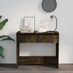 Berkfield Home Console Table Smoked Oak 89x41x76.5 cm Engineered Wood in Brown - thumbnail 3