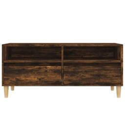 Berkfield Home TV Cabinet Smoked Oak 100x34.5x44.5 cm Engineered Wood in Brown - thumbnail 6