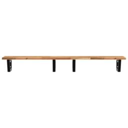Berkfield Home Elegant Basin Shelf Wall Mounted Steel & Solid Wood Acacia in Brown - thumbnail 4