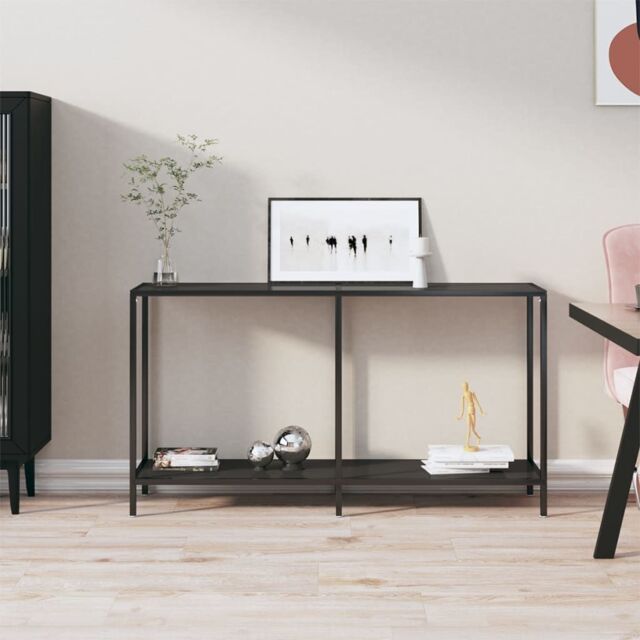 Berkfield Home Console Table Black 140x35x75.5 cm Tempered Glass - image 1