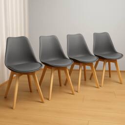 KOSY KOALA Modern Grey Dining Table Set With 4 Grey Chairs Dining Room Furniture - thumbnail 4