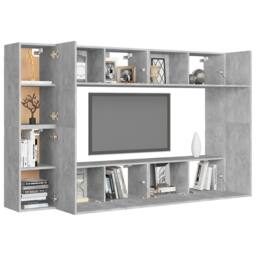 Berkfield Home Sturdy 8 Piece TV Cabinet Set Concrete Grey Engineered Wood - thumbnail 1