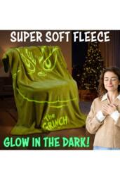 The Grinch Glow in the Dark Blanket Christmas Gift in Green - thumbnail 2
