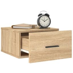 Berkfield Home Wall-mounted Bedside Cabinet Sonoma Oak 35x35x20 cm in Brown - Size: 35 x 35 x 20 cm - thumbnail 4