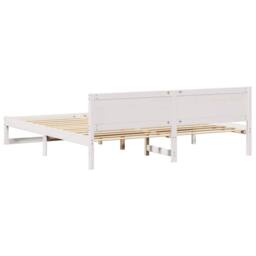 Berkfield Home Elegant Bed Frame White Wood 200 x 200 cm Durable Minimalist Bed Frame - thumbnail 7