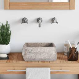 Berkfield Home Sink Grey 30x30x13 cm Marble - Size: 30 x 30 x 13 cm - thumbnail 1
