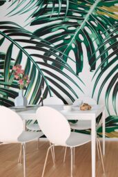 Origin Murals Tropical Leaves Wall Mural in Green - Size: W350 cm x H280 cm - thumbnail 1