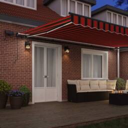 Berkfield Home Manual Retractable Awning with LED Orange & Brown 500x350 cm in Burnt Orange - thumbnail 3