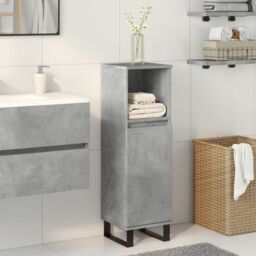 Berkfield Home Bathroom Cabinet Concrete Grey 30x30x100 cm Engineered Wood - Size: 30 x 30 x 100 cm - thumbnail 3