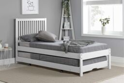 Birlea White Wood Guest Bed 2 mattresses Buxton Trundle Frame Hideaway Stop Over - Size: Single - thumbnail 3